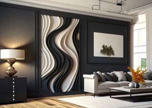 Tranh treo tường trang trí bằng gỗ hình sóng 3D, đồ trang trí bằng gỗ cho nhà cửa, tranh gỗ treo tường - Product Image 2