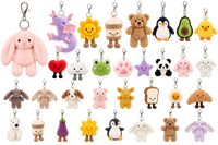 Vente en gros de porte-clés en peluche JC mignons, plus de 100 styles (animaux, nourriture, dragon, lapin), breloques de sac, cadeaux d'anniversaire