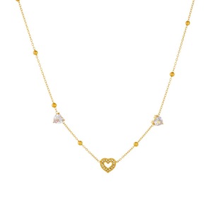 Heart Shape Gold Plated Necklace With Diamond Inlay Clavicle Chain Fashion Jewelry Daily Wear Gift For Women - Product Image 5