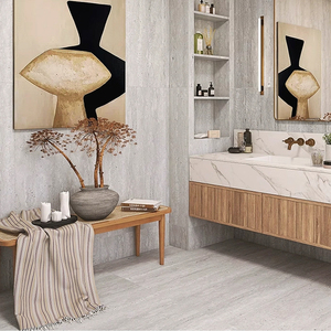 กระเบื้องถ้ำ Travertine ขนาด<span class=keywords><strong>60x120</strong></span> 75X175cm ที่ทันสมัยแกะสลักพื้นผิวเคลือบเงาแผ่นพอร์ซเลนขัดเงากระเบื้องปูพื้นผนังภายใน - Product Image 2