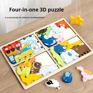 Puzzle 3D in Legno per Bambini con Animali e Veicoli, Gioco Educativo per lo Sviluppo Cognitivo, Puzzle 3D in Legno a Tema Cartoni Animati - Product Image 6