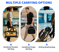 Sac de bowling à 2 boules avec roulettes + 1 sac de transport assorti pour 1 boule, sac de bowling à 3 boules avec compartiment à chaussures