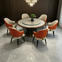 Ensemble table et chaises de restaurant avec plateau tournant Lazy Susan, revêtement en PU, sur mesure pour usage commercial