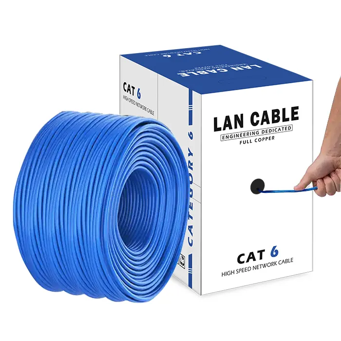 Fábrica OEM 23AWG Cat7 Cat6A Cat5e PVC Indoor Outdoor 1000ft cat6 Lan Cable Utp Rede Ethernet Cat 6 Cable 305m box