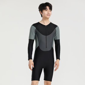 Maillot de <span class=keywords><strong>bain</strong></span> une pièce complet pour <span class=keywords><strong>homme</strong></span> de <span class=keywords><strong>grande</strong></span> <span class=keywords><strong>taille</strong></span> pantalon long combinaison d'été sexy crème solaire à manches longues respirant motif solide - Product Image 4