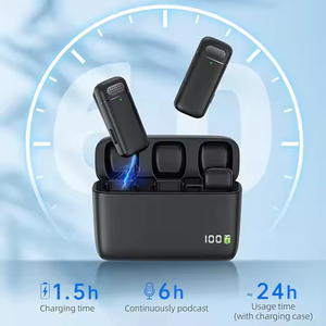 Microphone cravate sans fil K13 avec affichage numérique, étui de charge, réduction de bruit, lumières LED, enregistrement haute définition - Product Image 4