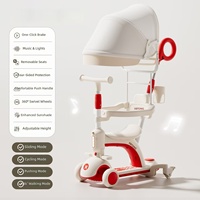 Trottinette multifonctionnelle 6 en 1 pour bébé, poussette avec auvent solaire, musique légère, roues rotatives à 360°, guidon réglable, pour enfant de 1 à 6 ans