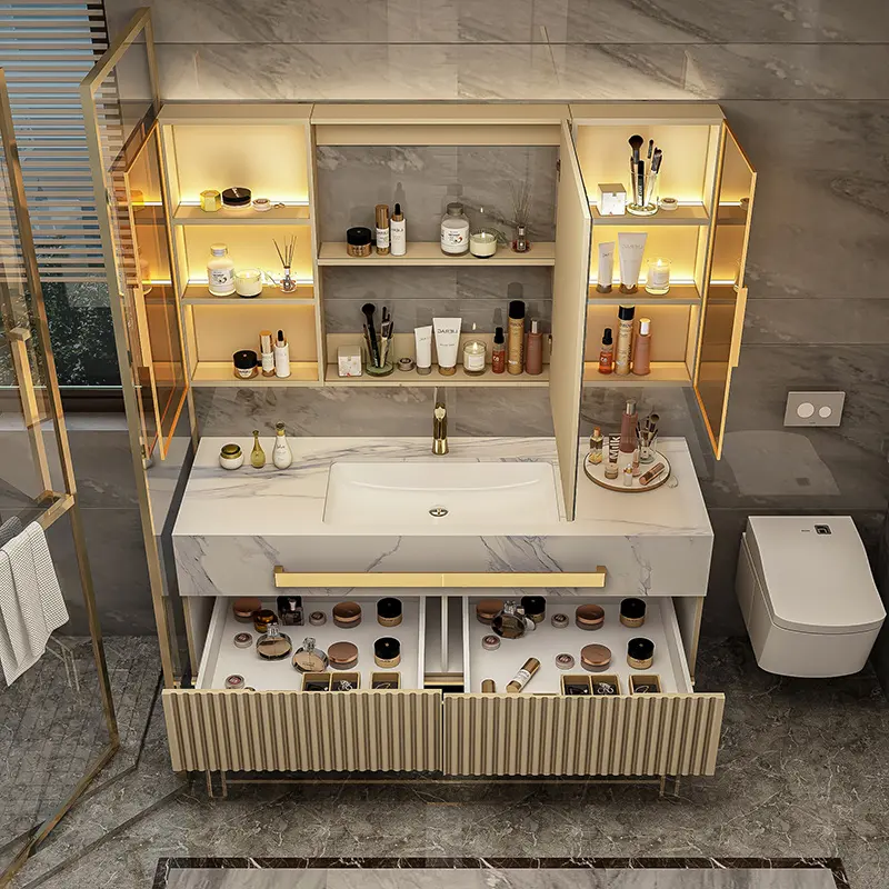 Modern Luxury American Bathroom Furniture Gold Bathroom Vanity Bathroom Cabinets