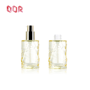 Skin Care Bottle Yellow Transparent Glass <b>Round</b> Bottle Customized Cosmetics Container Empty with Pressing Pump <b>Head</b> <b>Screw</b> Cap - Product Image 3