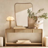Console d'entrée Taliya en chêne massif de style américain, table de rangement moderne et durable pour salon, meuble décoratif pour couloir