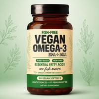 Complément alimentaire végétalien d'oméga 3, huile d'algues, DHA et EPA à base de plantes, acides gras, soutient la santé du cœur, du cerveau et des articulations