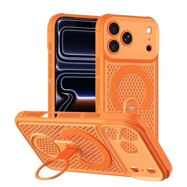 Cooling Heat Dissipation Mobile Phone Folding Invisible Holder Bracket Ring Magnetic Back Cover Shockproof Case for iPhone 17 16
