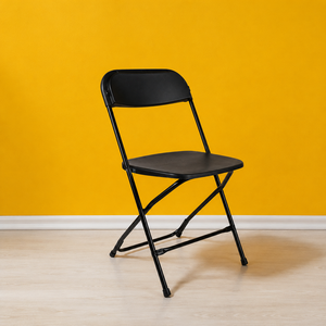 Durable Lightweight Flat Back <b>Plastic</b> Metal Folding <b>Chair</b> <b>Plastic</b> Frame-Modern Black Outdoor Farmhouse Style for Hotel Park Use - Product Image 1