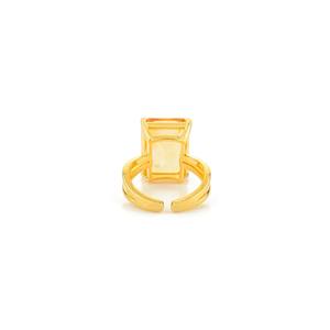 Anillo de lujo para mujer con citrino, corte octogonal, chapado en oro amarillo, engaste de tensión, estilo geométrico - Product Image 3