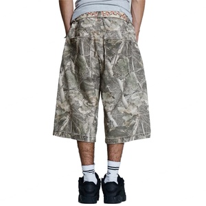 Jorts en denim rétro de haute qualité, imprimés camouflage Woodland, sublimation, 100% coton, streetwear, jorts baggy en denim, bermudas en denim - Product Image 4