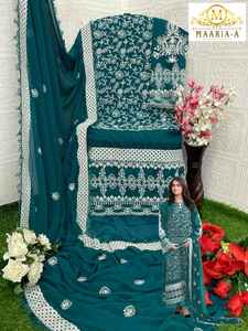 Georgette de diseñador con bordado, traje largo pakistaní para mujer, disponible a precio asequible - Product Image 6