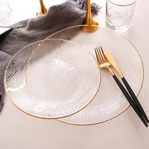Creative פנום פן שקוף פטיש רשת מזון מערבי צלחת ברור זכוכית ארוחת ערב צלחות