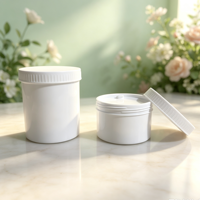 Pot cylindrique blanc à large ouverture avec couvercle, en plastique, vide, pour cosmétiques, 200 ml, 250 ml, 300 ml, 400 ml, 500 ml