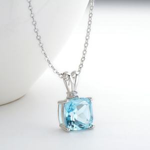 Collier pour femme en argent sterling 925 avec pendentif simple de 4,5 carats à coupe radiante, pour fiançailles, mariage, fête - Product Image 4