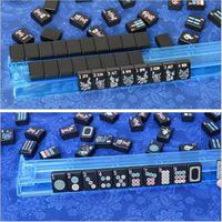 Ubin Permainan Portabel dengan Ubin Cadangan Motif Bunga Joker untuk Hiburan Pesta Keluarga Set Mahjong Amerika