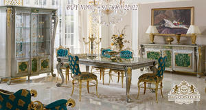 Ensemble de table à manger en teck avec finition argentée métallique moderne DST EXPORTS - Meubles de salle à manger durables, couleur et taille personnalisables - Product Image 3