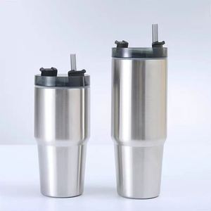Gobelet de voyage isotherme 20oz 30oz pour voiture, à double paroi sous vide, avec couvercle, paille et base antidérapante, pour boissons chaudes et froides - Product Image 5