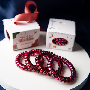 Z2SM Telephone Cord Hair Ties Christmas Red <b>Large</b> High Elastic Hair Accessories <b>Gift</b> <b>Box</b> Set - Product Image 1