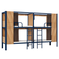 Neues Design Blue Frame Hochbett mit Schreibtisch und Kleider schrank Hostel Kapseln Etagen bett Stahl und Holzbett Kapsel Hotel