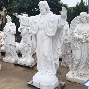 Decoración DE LA IGLESIA Tamaño real Católico Religioso Mármol blanco Estatuas de Jesús Estatua de piedra de Jesús