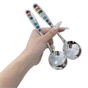 304 stainless steel spoon European spoon creative colorful enamel spoon spoon restaurant eating and drinking spoon tableware - Product Image 5