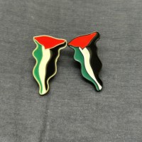 Drapeau national palestinien personnalisé en métal pour broches et badges, sérigraphié, finition antique, pour accessoires vestimentaires