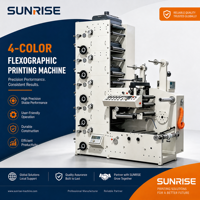 Mesin Cetak Flexo Otomatis 4 Warna SUNRISE SR-420-4 Baru dengan Struktur In-Line untuk Kantong Kertas, Label, Kartu & Tumpukan