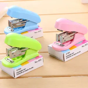 Mini Kawaii Trường Văn Phòng Cuốn Sách Khâu Máy Staples Xanh Xanh Màu Hồng Stapler Cuốn Sách Hệ Thống Thoát Nước Đặt Với Vỉ Đóng Gói