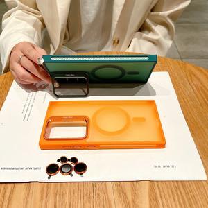 Samsung S25 için mat siyah TPU manyetik arka kapak isı dağılımı Ultra S24 Ultra cep telefonu kılıfı Metal kamera standı Lens - Product Image 2