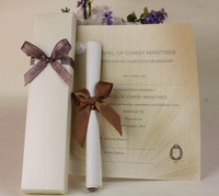 Carte de remerciement de lettre de défilement d'origine de marque historique rétro personnalisée avec logo en relief Boîte à sceller en cire rouge Impression vieillie double face