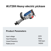 Marteau de démolition électrique 1400W 220V/50Hz, pioche électrique industrielle robuste pour la démolition du béton, le sciage des murs et le creusement de tranchées