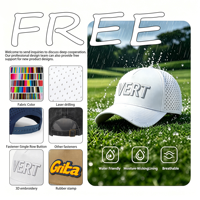 Gorra de Golf y Béisbol de 5 Paneles de Secado Rápido para Hombre, Impermeable, con Perforaciones Láser, de Poliéster, para Hombre