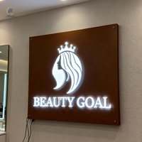 Enseigne rétroéclairée en acrylique plaqué or 3D en acier inoxydable pour voiture, magasin, bureau - Signalétique murale LED personnalisable (étanche IP65)