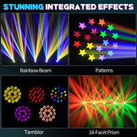 2 Stück 200W LED Gobo Beam Moving Head Bühnenlicht mit Flightcase, 15 Muster und Regenbogeneffekt für DJ-Party-Show Disco-Beleuchtung