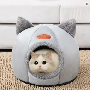 겨울철 고양이 침대 작은 매트 바구니 소형견 하우스 제품 애완동물 텐트 아늑한 동굴 둥지 실내 고양이 침대 (새로운 딥 슬립 컴포트) - Product Image 2