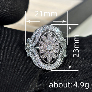 Anello con corona da principessa e fiore a fiocco di neve per donna, accessori di moda eleganti in stile reale vintage - Product Image 4