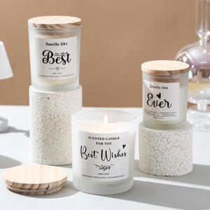 Vela Aromática en Vaso de Vidrio Esmerilado Cilíndrico, Hecha a Mano con Cera de Soja, Sin Humo, Tapa de Madera de Alta Gama, Aroma a Vainilla, <span class=keywords><strong>Cacao</strong></span> y Lavanda - Product Image 4