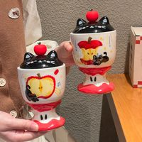 Taza de Cerámica Ecológica con Diseño de Dibujos Animados, Apta para Lavavajillas, con Tapa para Bebidas Frías y Calientes, Ideal como Regalo o Recuerdo para Fiestas de Cumpleaños