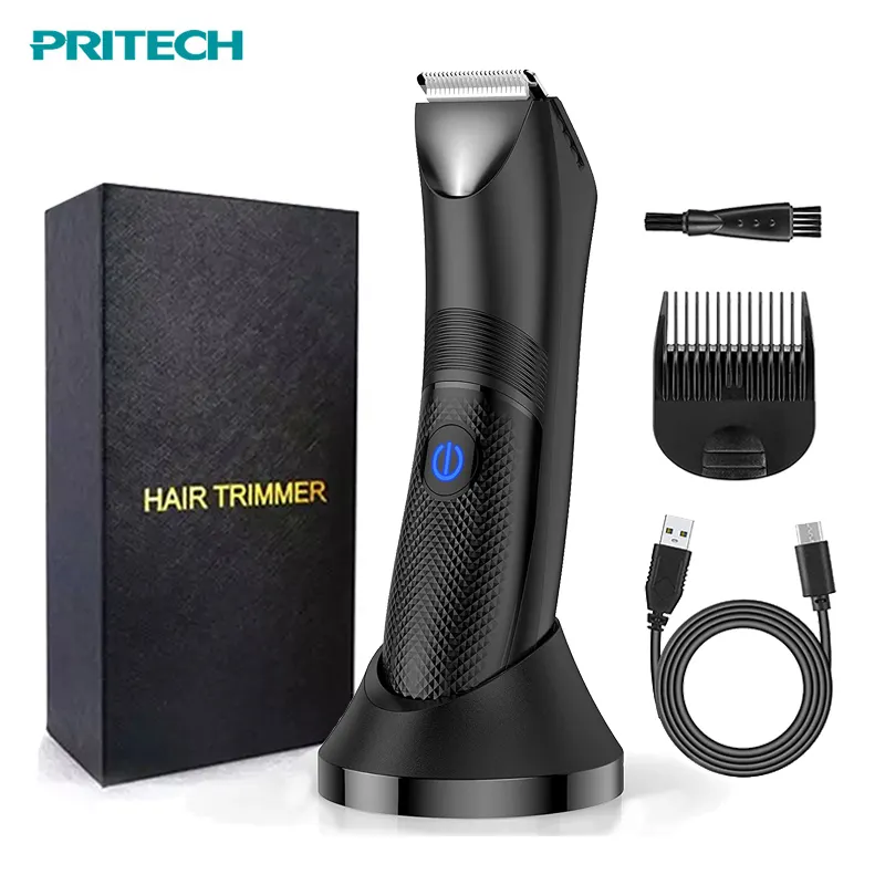 PRITECH 2022 New Design Ceramic Cutter Safe Electric Body Hair Shaver Waterproof Groin Trimmer Pubic Hair Trimmer for Men