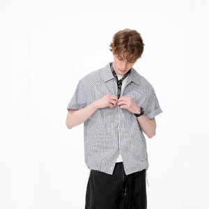 Camisa de manga corta a cuadros estilo japonés Cityboy, unisex, holgada, retro, artística, de algodón, transpirable, sin arrugas, para verano - Product Image 2