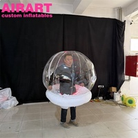 Costume de boule de neige transparente gonflable lumineuse à LED, mascotte sphère transparente gonflable pour Noël