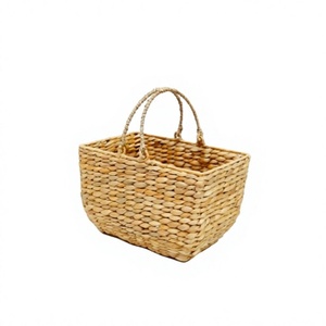 Panier de rangement rectangulaire en jacinthe d'eau écologique, poignées robustes, idéal pour l'organisation domestique et les cadeaux, sac de marché – Vente chaude - Product Image 1
