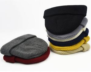 Autumn Knitted Winter Warm Unisex Cheap Plain <b>Beanies</b> Solid Fashion Striped Short <b>Beanie</b> <b>Hats</b> Promotion Gift - Product Image 1