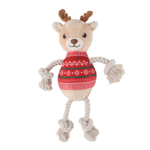 2022 New Christmas Pet Toys Fluffy Plush Rope & Tug renna Squeaky Chew Dog Toys - Product Image 4
