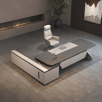 Set Scrivania e Sedia da Ufficio Direzionale Moderno, Arredamento Completo di Lusso per Ufficio, Scrivania Direzionale a L per AD e Manager dal Design Moderno